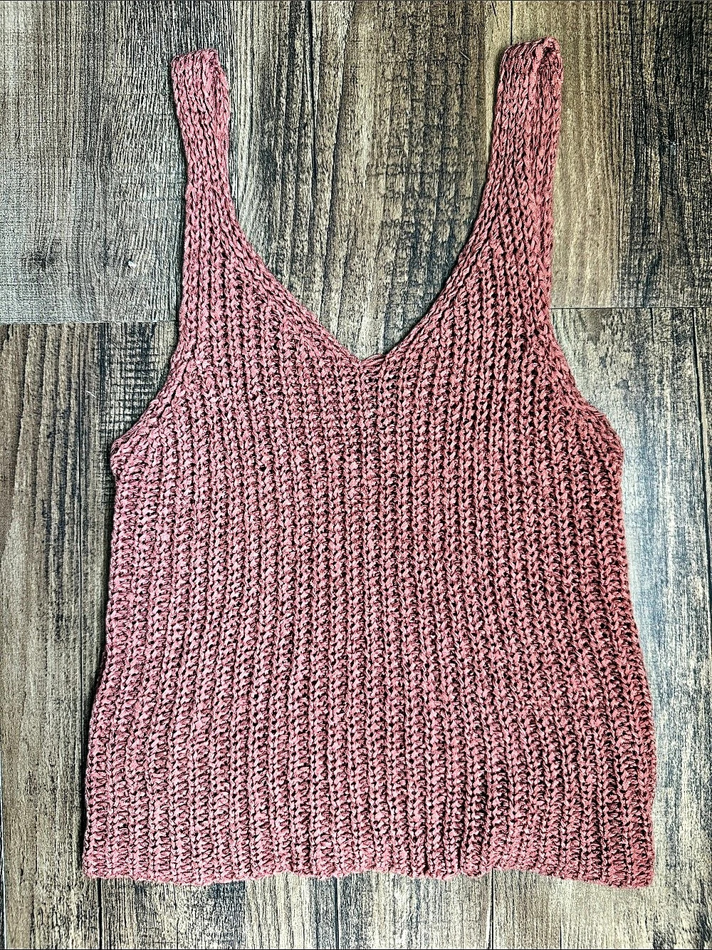 moon&madison Ribbed Knit Tank Top in Pink Size Small